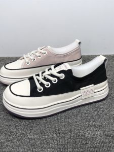 Leather Womens Casual Shoes Breathable Comfortable Fashionable Summer New Style Lace-Up round Toe Platform Rubber Outsole