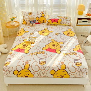 Dansunreve Pure Cotton Disney Bedsheet Cute Strawberry Bear Fitted Sheet Soft Cartoon Stitch 800TC Bed Sheet Skin-friendly