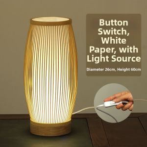 ZHUMUCHUANSHUO | Modern Simple Creative Japanese Zen Bamboo Weaving Table Lamp