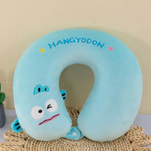 หมอนคอกลมทรง U ฟองน้ำจำลองพกพาได้ หมอนคอกลมแบบถอดได้ หมอนนุ่มสำหรับเดินทางและทำงาน หมอนคอกลมลายการ์ตูน