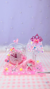 Kids Cartoon DIY Alarm Clock Handmade Plastic Clock Kids Decorative Desk Lampfor Girl Creative Toys