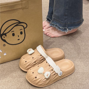 New Coros Shoes Womens Summer Cute Bows Shit Feeling Thick Sole Non Slip Indoor and Outdoor Closed Toe Sandals