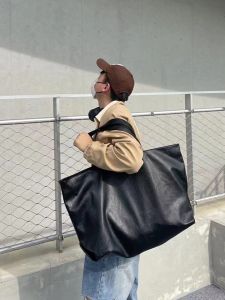 Yuen Korean Style Soft Leather Large Capacity Travel Bag Mens and Womens Sports Fitness Backpack Large Capacity Satchel Big Bag Fashion