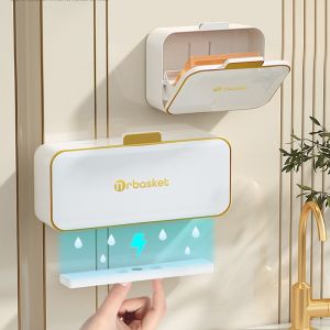 Hộp Đựng Xà Phòng Gắn Tường Kiểu Lật Hai Ngăn Hộp Đựng Xà Phòng Phòng Tắm Hộp Đựng Xà Phòng Bằng Nhựa Không Cần Khoan