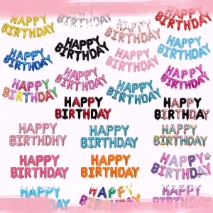 Happy Birthday Foil Balloons Set | Metallic Letter Party Decoration