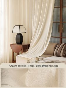 LIANHUAJI | Sleek Modern Design Intricate Embroidery French-Style Sheer Curtains