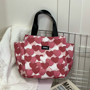 กระเป๋าถือผู้หญิง กระเป๋าเดินทางแบบลำลอง กระเป๋าแม่ กระเป๋าถือขนาดเล็ก กระเป๋าถือผ้า Oxford กระเป๋าถือแบบพับได้ กระเป๋าถือแบบพิมพ์ลายหัวใจ