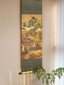 Retro Silk Scroll Painting December Order Picture New Chinese Style Decorative Art for Restaurant Entrance Living Room Wall