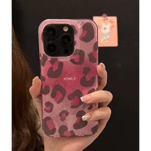 Fashion Pink Blend Leopard Print Phone Case for IPhone 11 12 13 14 15 16 17 Pro Max 17 Air 13 Mini 16 Plus Shockproof Back Cover