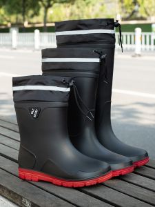 Waterproof Mens Rain Boots Mid-High Tube Short Tube Car Wash Spring Summer Short Warm Korean Anti-Slip Plastic Shoes