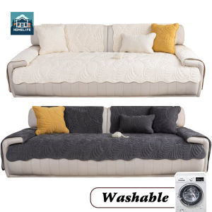 Plush Sofa Seat Cover Solid Color Chenille Fabric Solid Warm Universal Non Slip Thickened Sofa Mat Protection Cover
