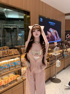 Áo Khoác Mèo Lười Mùa Thu R2337-1L Áo Khoác Có Mũ Trùm Đầu Áo Vest Quần Ống Rộng Thời Trang Cho Nữ Mùa Thu