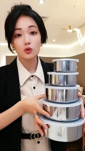 Set 5 bát inox đựng thực phẩm đủ size kèm nắp đậy