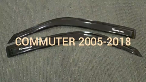 กันสาด กันลม คิ้วกันสาด คิ้วประตู คิ้ว รถตู้ สีดำทึบ ทรงเรียบ รถตู้ Toyota Commuter 2005 - 2011-2014-2018 ใส่ร่วมกันได้ A