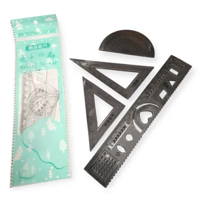 isi 10 SET PENGGARIS 4in1/Penggaris BUSUR/penggaris mistar/penggaris mika Plastik