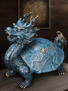 Ji Shanyuan | Copper Four Spirits Turtle Dragon Statue Home Decor Gifts