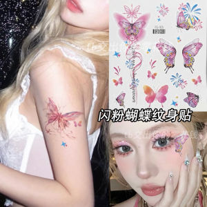 Butterfly Waterproof Sparkling Tattoo Stickers Creative Face Makeup Arm Body Inkless Watermark Decals Pink Purple for Summer