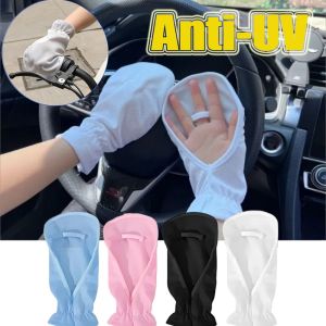 Mùa hè lụa băng găng tay chống nắng xe máy đạp xe đạp Găng tay mỏng găng tay chống trượt thoáng mát mau khô Găng tay nữ Phụ Nữ Chống UV bảo vệ cổ tay mở ngón tay găng tay