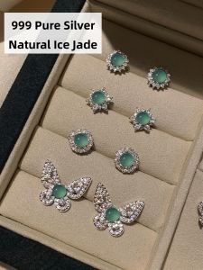 GOOYNN | Pure Silver Natural Jade Earrings Unique Beauty Lightweight Luxury