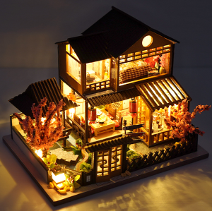 Cutebee DIY Dollhouse Kit Japanese Garden RV Wooden Miniature Doll house Toys for Children Girls Adult Girls