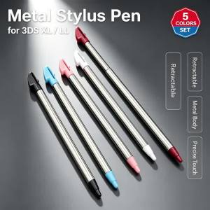 5 Colors /Set Retractable Metal Touch Stylus Pen Replacement Parts for 3DS XL LL Game Console