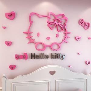 Cartoon Cute Pink Cat Head Acrylic Wall Sticker
