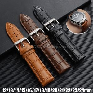12/13/14/16/18/19/20/21/22/23/24mm Genuine Leather Strap Watch Band for Seiko Business Bracelet Black Brown Men Women Wristbelt