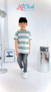 Lily And Clark Kaos Anak Laki-Laki Warna Sage Salur KLC112