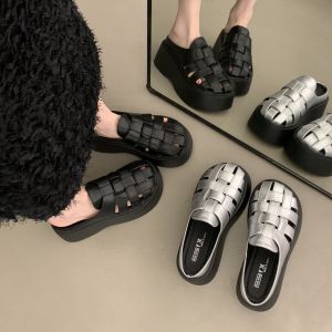 ZHENMO | Hollow Woven Roman Sandals for Short Women Thick Sole Height Increasing