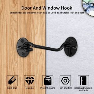 Barn Door Latch Door Lock Sliding Door Lock Eye Latch Hook Cabin Window Hook with Screws 75mm