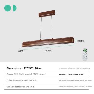 WIZKER | Intelligent Hand Gesture Control Bar Pendant Fan Light
