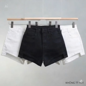 quần đùi kaki ống lệch ôm body tôn dáng đen trắng trơn smlxl dom 57kg đổ lại