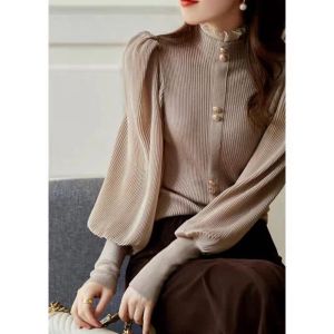 TM K1654 Blouse Darcy pleated sleeve knit import