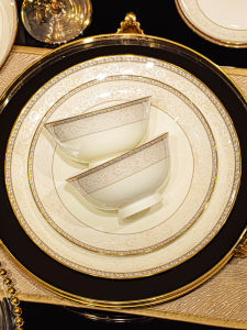 mornenjoy | Aesthetic Luxury Bone China Tableware Set Home Use
