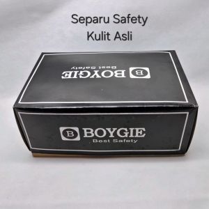 Sepatu Safety Kulit BOYGIE Model Tali Semi Boot Diatas Mata Kaki B035 / Sepatu Kulit Safety Sepatu Proyek Pelindung Besi Tahan Minyak dan Panas