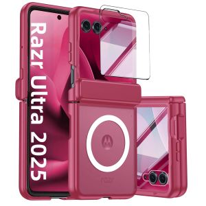 Ốp Lưng Motorola Razr Ultra 2026/2025 Trong Suốt Mờ Chống Sốc Kèm Miếng Dán Màn Hình Nắp Gập Từ Tính Dành Cho Dòng Ultra - Màu Xanh Dương