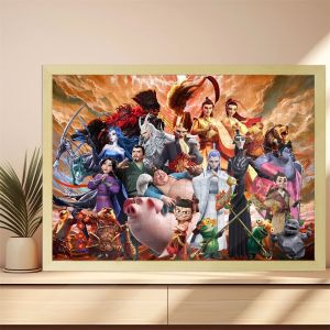 New NaZha 1000 Piece Puzzle with Frame Stress Relief Gift Childrens Toy Traditional Chinese Trend Wooden Educational Game