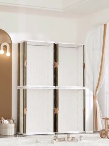 (Original) Yeya No-Installation Childrens Wardrobe Transparent Rolling Door Folding Storage Cabinet Plastic Storage Cabinet Multi-Functional Organizer Cabinet