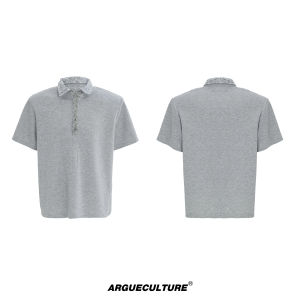 เสื้อยืดคอโปโลทรงหลวมแขนสั้น ArguE CulturE ทรงหลวม แขนสั้น คอเหลี่ยม ประดับเข็ม แฟชั่นฤดูร้อน ผ้าโพลีเอสเตอร์ผสมคอตตอน