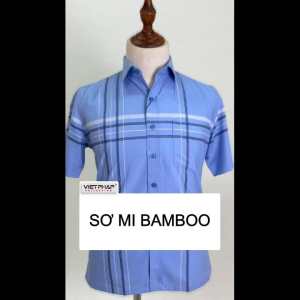 Áo Sơ Mi Nam Ngắn Tay VIỆT PHÁP Form Luxury Chất liệu  Bambo  In Sọc  lịch lãm sang trọng 35514