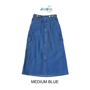 Jinskids Long Skirt Cargo - Highwaist Rok Panjang Cargo Jeans Anak 2 - 9 tahun