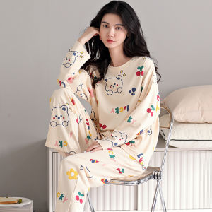 Miiow | Catwoman Sleepwear 100% Pure Cotton Spring Autumn Long Sleeve Outwear Cartoon All Cotton Girl Home Clothes Set Casual Comfortable