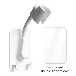 2PCS 360° Adjustable Self-Adhesive Shower Head Holder Bathroom Wall Mount Bracket With Hooks Suction Cup Universal Accessories
