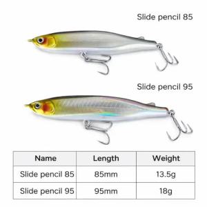 Sinking Pencil Glide Fishing Lure Set with 3D Eyes Hard Bait And Treble Hooks Realistic Swimbait for Bass Trout Walleye Predator