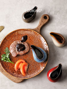 Đĩa Đựng Nước Sốt Thịt Bò Bằng Gốm Sứ Đĩa Đựng Sữa Pha Cà Phê Sáng Tạo Nhà Hàng Tây Đĩa Đựng Nước Sốt Đĩa Đựng Bọt Sữa
