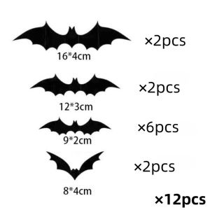 Halloween 3D Black Bats Wall Stickers Home Room DIY Decoration Scary Props Spooky Party Decoration Wall Decals Window Sticker
