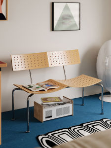 Vintage Wave Chair Designer Double Dining Chair Home Use Artistic Bench Minimalist Modern Living Room Creative Long Sofa