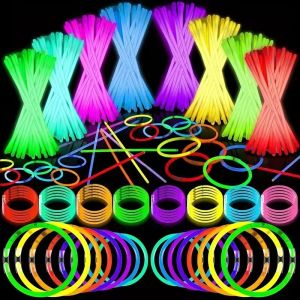 100pcs Ultra Bright Fluorescent Sticks / Colorful Glowing Stick / Fluorescence Sticks Bracelet Necklace Neon for Wedding Party / Glow Stick Light Up Toy