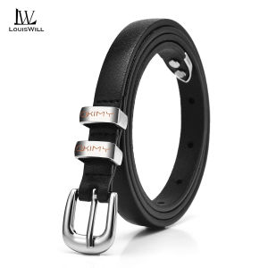 LouisWill Fashion Women Belts Super Thin Belt Retro Belt Elegant Slim Belt Soft Cow Leather Belt Adjustable Girls Ladies Long Straps Waistbands Dress Coat Alloy Buckle Leisure Belt 1.4cm Width