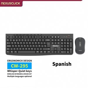 NexusClick Low Profile Ergonomic 2.4G Wireless Keyboard Mouse Combo Whisper Quiet Silent Buttons Battery Operated Kit for Home